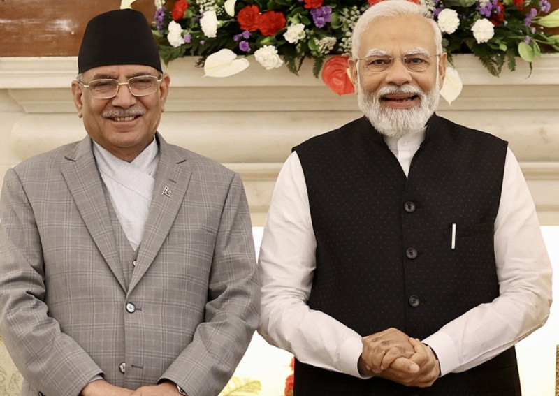भारतीय प्रधानमन्त्री मोदी र  नेपाल प्रधानमन्त्री दाहालले सीमा समस्यालाई संवादबाट टुङ्ग्याउने