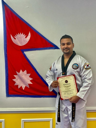 नेपालका तेक्वान्दो  अन्तर्राष्ट्रिय खेलाडी ,प्रशिक्षक एवं निर्णायक  सञ्जीवलाई अमेरिकामा विशेष सम्मान