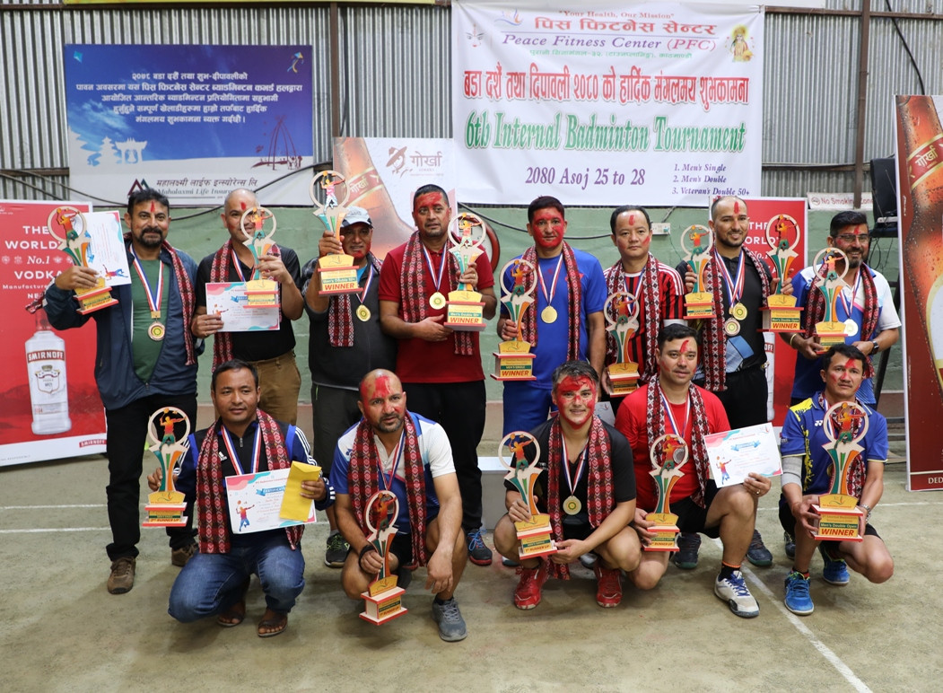 छैटौं आन्तरिक ब्याडमिन्टन प्रतियोगिताको पुरुष सिंगल्समा आइतबार स्वर्ण जिते