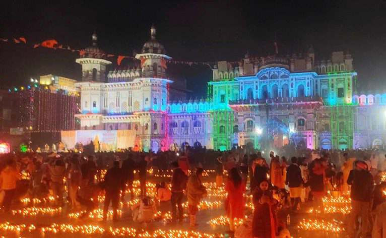 जनकपुरको जानकी मन्दिरमा सवा लाख दीप प्रज्वलन सुरु