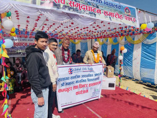 ग्लोबल आईएमई बैंकको सुलिकोट शाखाले   माँझथर माविलाई कम्प्युटर र प्रिन्टर वितरण