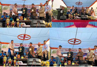 गोरखाका अन्तर्राष्ट्रिय रेफ्री विकास गुरुङ  र  तिन खेलाडी सम्मानित