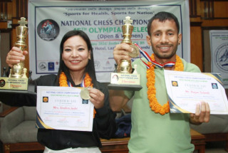 खुल्लातर्फ राजन सुवेदी र महिलातर्फ सिन्दिरा जोशी नेपाल च्याम्पियन