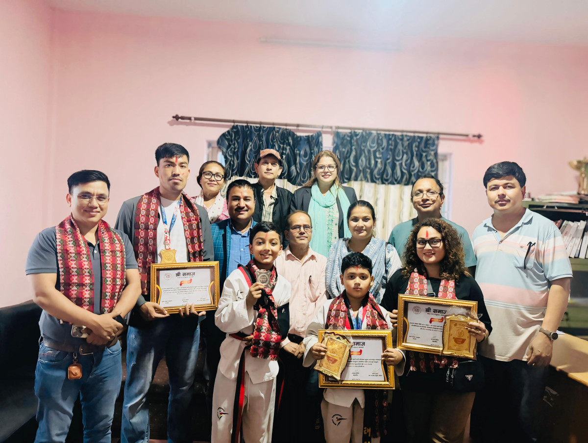  सातौं एसिया कप तेक्वान्दो पदक विजेतालाई श्री समाजको सम्मान