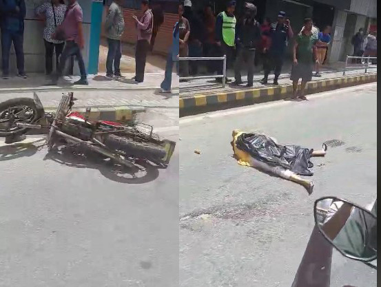 काठमाडौँ थापाथलीमा पानी ट्याङ्करले  मोटरसाइकलाई ठक्कर दिदा  एक महिलाको मृत्यु