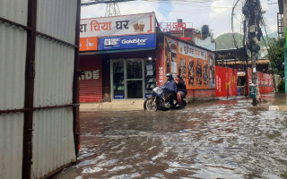 एकछिन परेको वर्षाले काठमाडौंको बनस्थलीस्थित ढुंगेधारा क्षेत्र जलमग्न,तस्बिरहरू